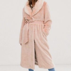 (Worn just once ⭐️) ASOS Faux Fur Coat with Belt